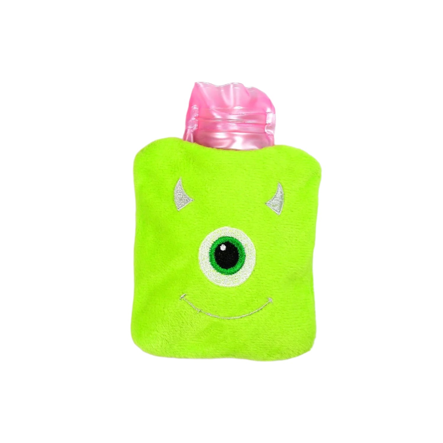 Green One-Eyed Monster Print Small Hot Water Bag with Cover for Pain Relief Green One-Eyed Monster Print Small Hot Water Bag with Cover for Pain Relief